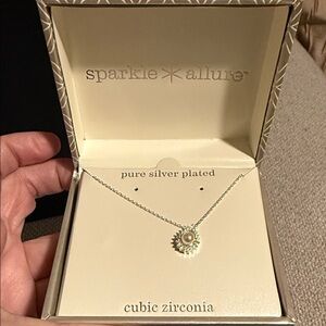 Silver Plated Necklace with Cubic Zirconia NIB